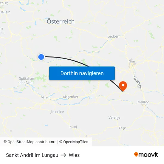 Sankt Andrä Im Lungau to Wies map