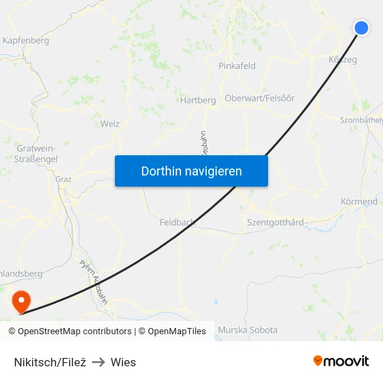Nikitsch/Filež to Wies map