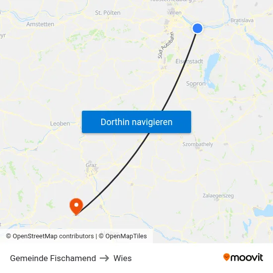 Gemeinde Fischamend to Wies map