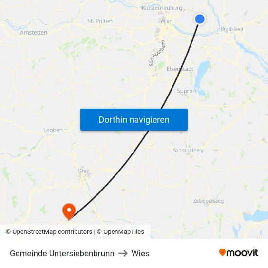 Gemeinde Untersiebenbrunn to Wies map