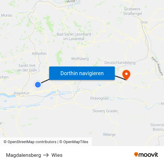 Magdalensberg to Wies map
