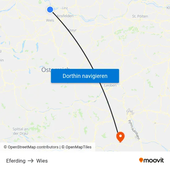Eferding to Wies map