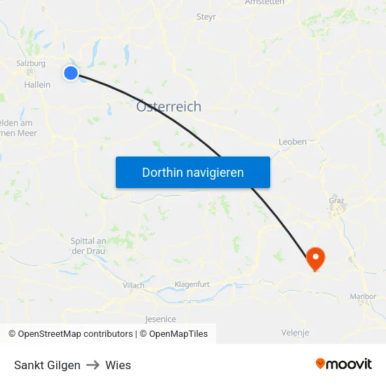 Sankt Gilgen to Wies map