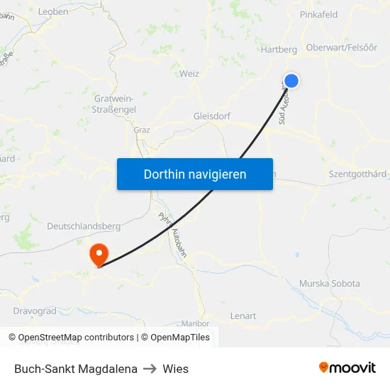 Buch-Sankt Magdalena to Wies map