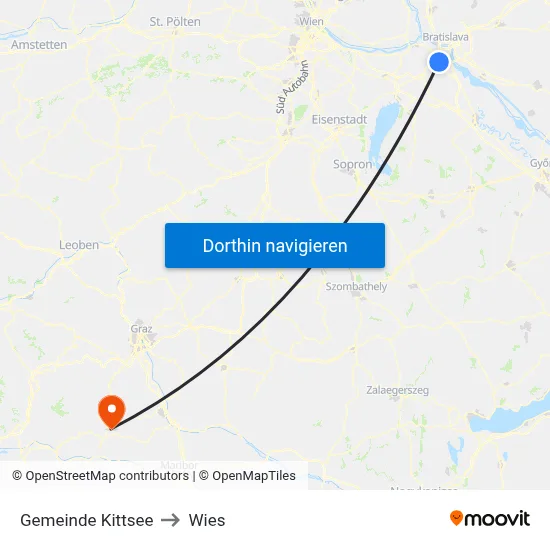 Gemeinde Kittsee to Wies map