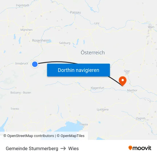 Gemeinde Stummerberg to Wies map