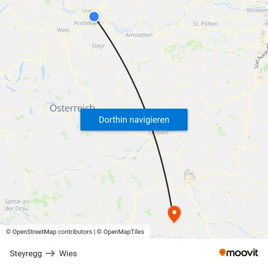 Steyregg to Wies map