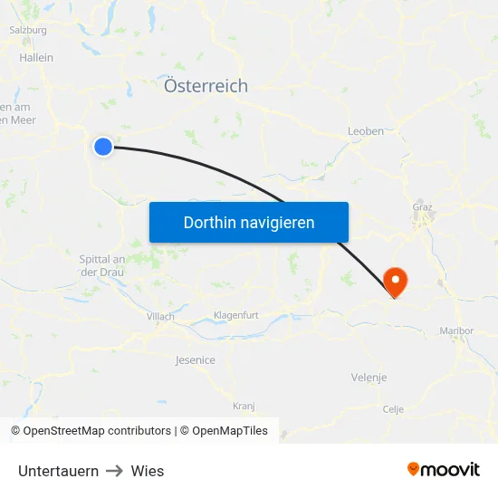 Untertauern to Wies map
