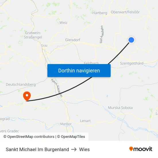 Sankt Michael Im Burgenland to Wies map