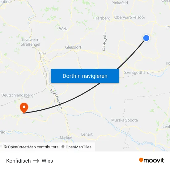 Kohfidisch to Wies map