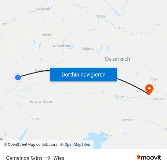 Gemeinde Grins to Wies map