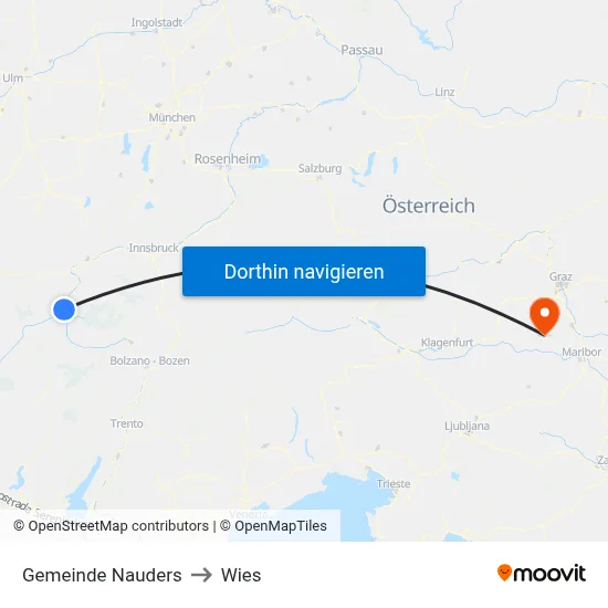 Gemeinde Nauders to Wies map