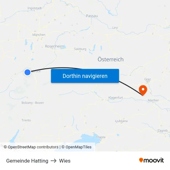 Gemeinde Hatting to Wies map