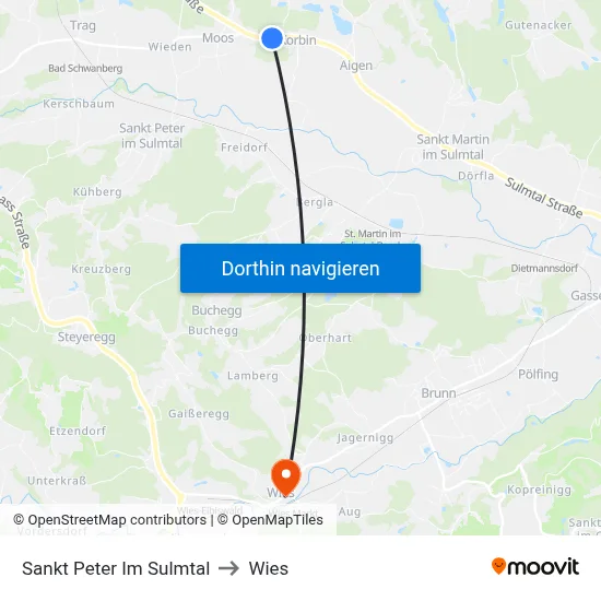 Sankt Peter Im Sulmtal to Wies map