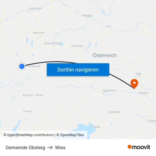 Gemeinde Obsteig to Wies map