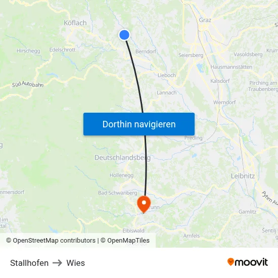 Stallhofen to Wies map