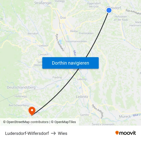 Ludersdorf-Wilfersdorf to Wies map