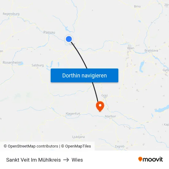 Sankt Veit Im Mühlkreis to Wies map