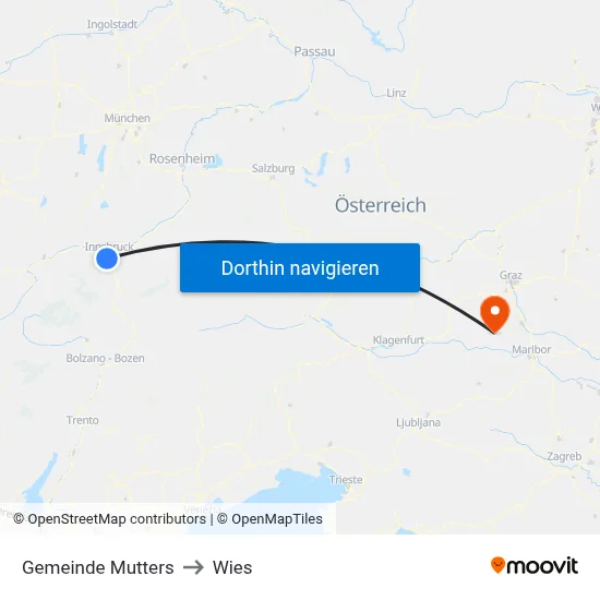 Gemeinde Mutters to Wies map