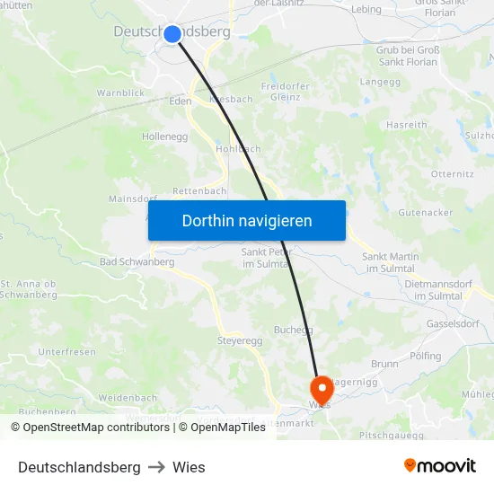 Deutschlandsberg to Wies map