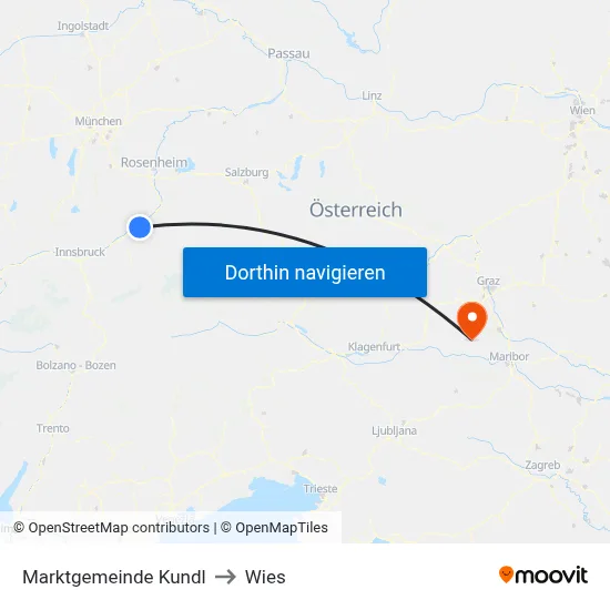 Marktgemeinde Kundl to Wies map