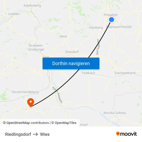 Riedlingsdorf to Wies map