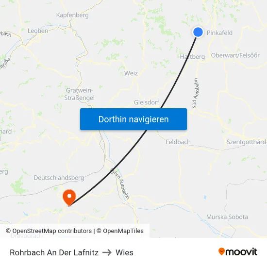 Rohrbach An Der Lafnitz to Wies map