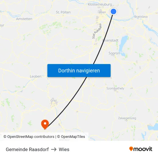 Gemeinde Raasdorf to Wies map