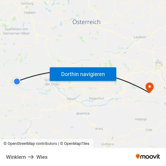 Winklern to Wies map