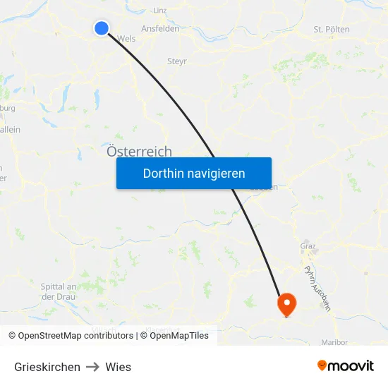 Grieskirchen to Wies map