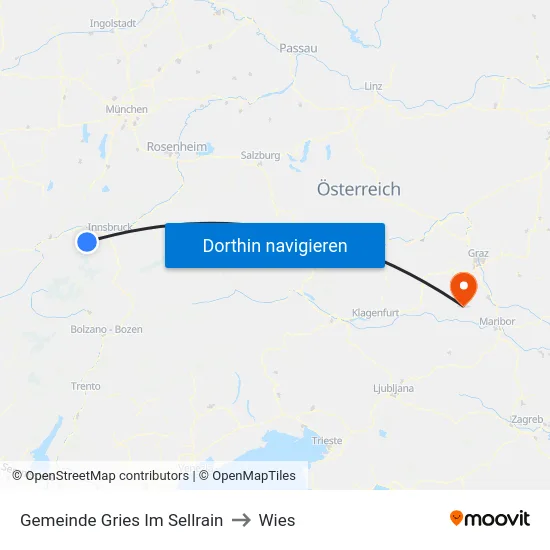 Gemeinde Gries Im Sellrain to Wies map