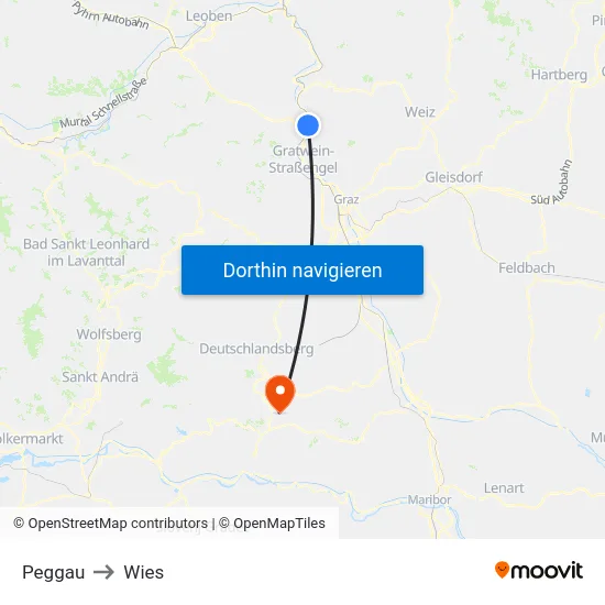 Peggau to Wies map