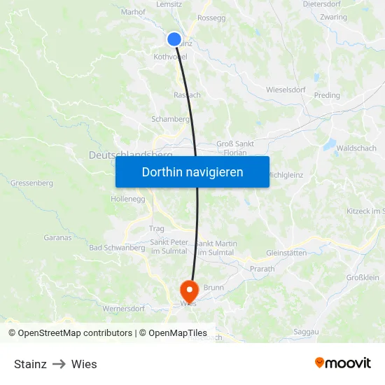 Stainz to Wies map