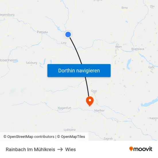 Rainbach Im Mühlkreis to Wies map