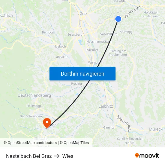 Nestelbach Bei Graz to Wies map
