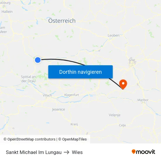Sankt Michael Im Lungau to Wies map
