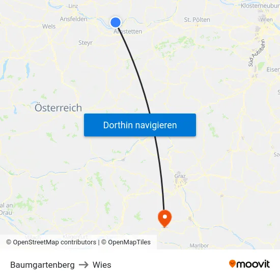 Baumgartenberg to Wies map