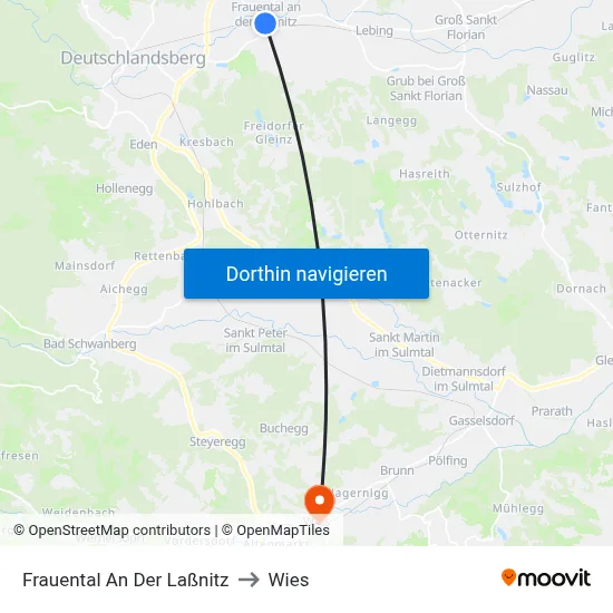 Frauental An Der Laßnitz to Wies map