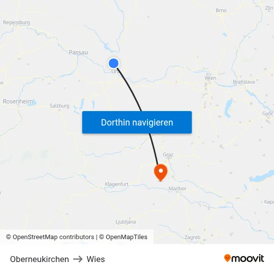 Oberneukirchen to Wies map