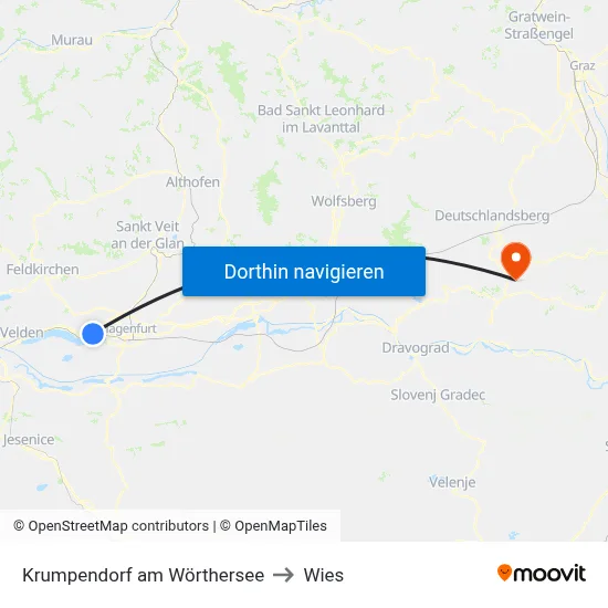 Krumpendorf am Wörthersee to Wies map