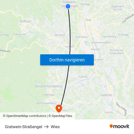Gratwein-Straßengel to Wies map