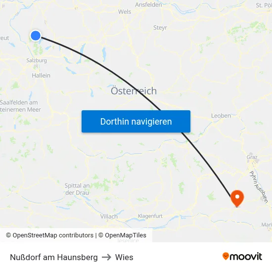 Nußdorf am Haunsberg to Wies map