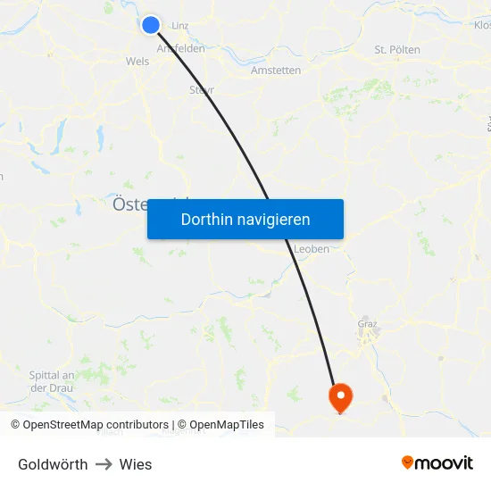 Goldwörth to Wies map