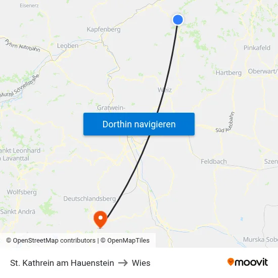 St. Kathrein am Hauenstein to Wies map