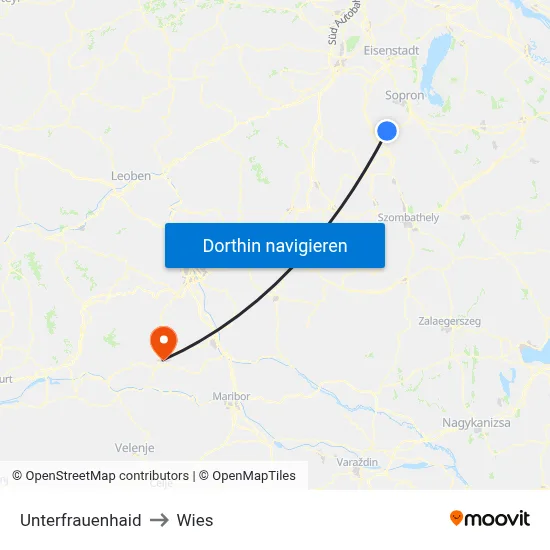 Unterfrauenhaid to Wies map