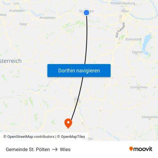 Gemeinde St. Pölten to Wies map