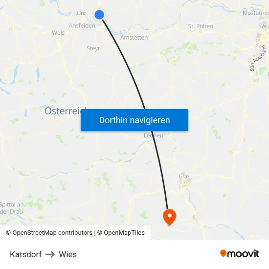Katsdorf to Wies map