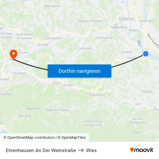 Ehrenhausen An Der Weinstraße to Wies map
