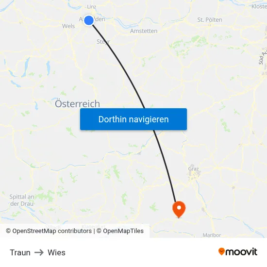 Traun to Wies map
