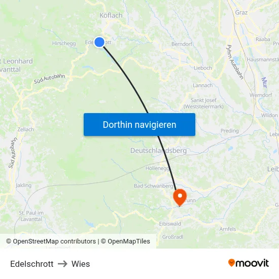 Edelschrott to Wies map